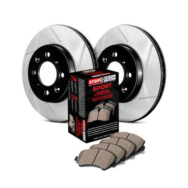 StopTech Sport Axle Slotted Brake Rotor and Pad Kit; Rear (06-14 Charger SRT8; 15-17 Charger Scat Pack; 2017 Charger R/T 392; 18-23 Charger w/ 4-Piston Front Calipers)