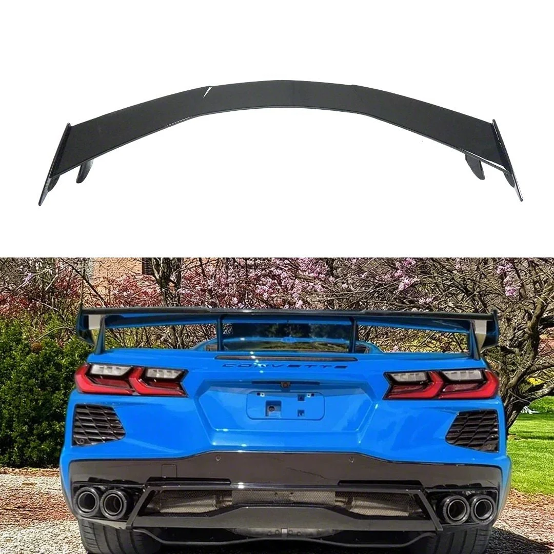 SuperAutoUSA Rear Spoiler; Gloss Black (20-26 Corvette C8 Stingray)