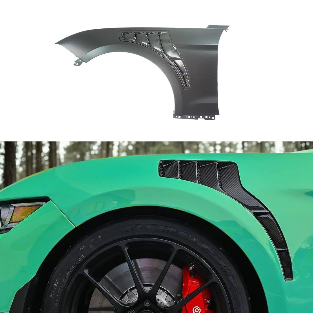 SuperAutoUSA GT500 Style Front Fenders; Unpainted (18-23 Mustang GT, EcoBoost)