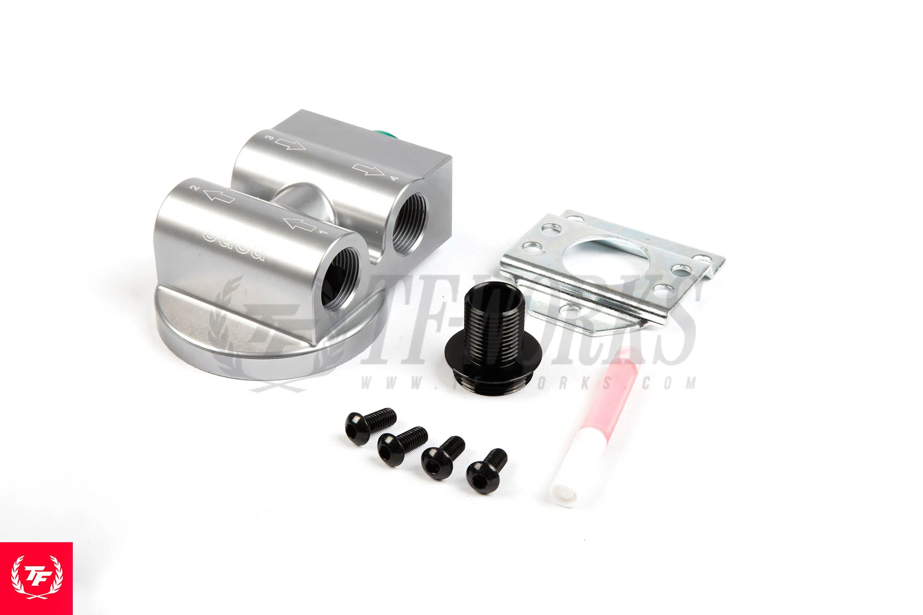 Setrab Billet 77mm Thermostatic Remote Oil Filter Relocation Mount (Left to Right Flow)