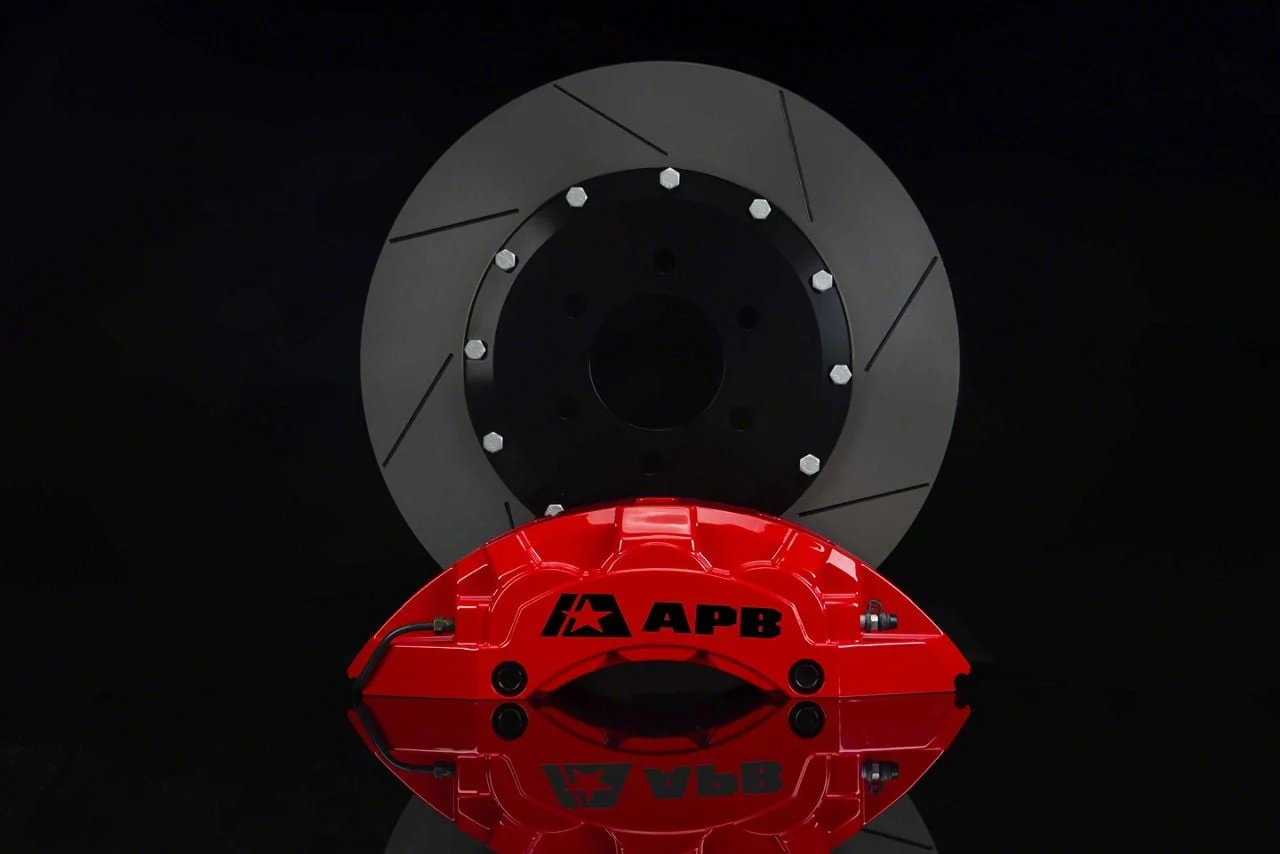 APB 6-Piston Front Big Brake Kit with 16-Inch Slotted Rotors; Red Calipers (21-26 Tahoe)