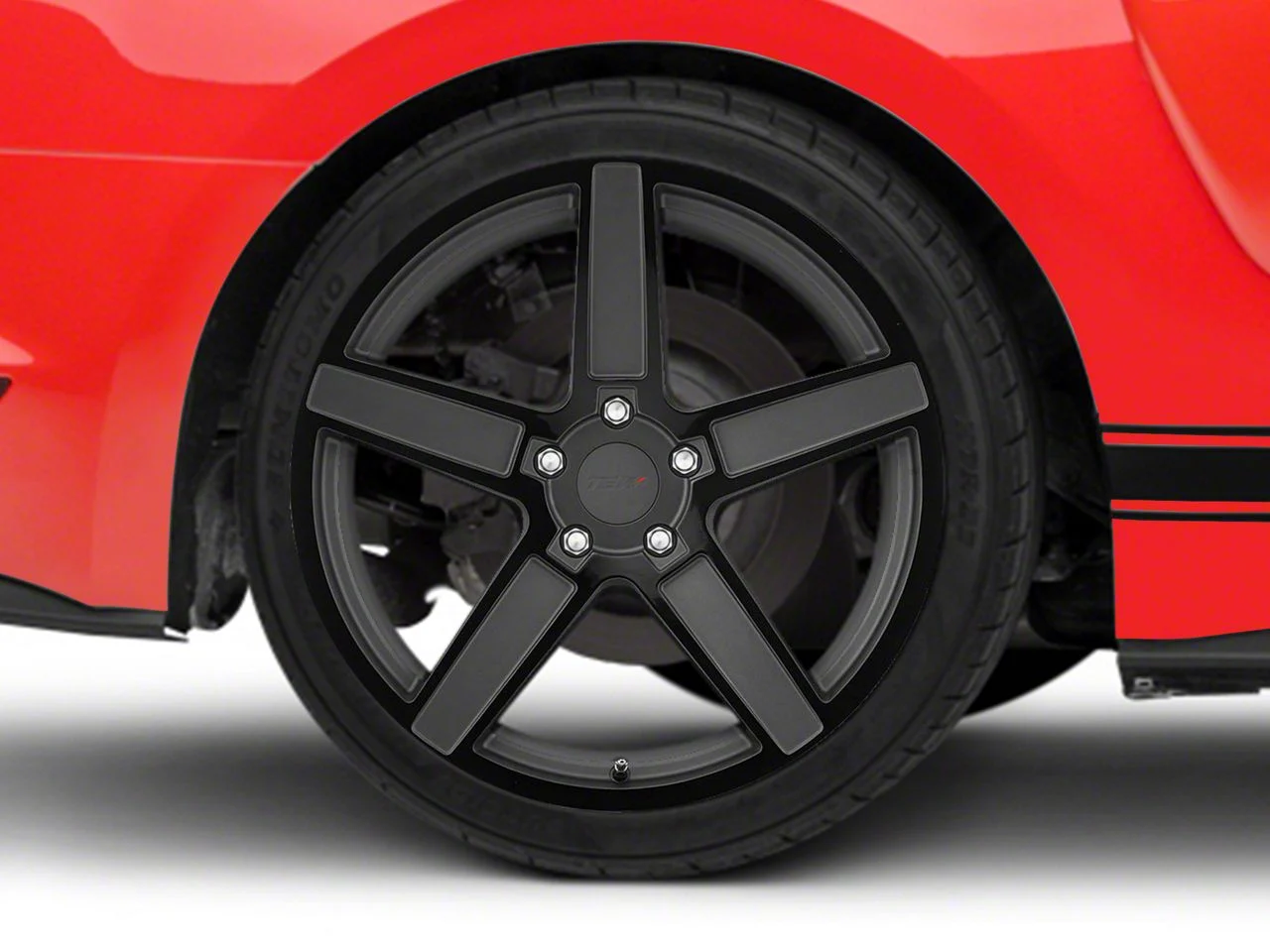 TSW Ascent Matte Gunmetal with Gloss Black Face Wheel; Rear Only; 20x10; 40mm Offset (15-23 Mustang EcoBoost w/o Performance Pack, V6)