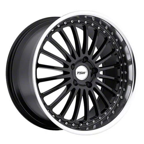 TSW Silverstone Gloss Black with Mirror Cut Lip Wheel; 18x8; 40mm Offset (21-26 Mustang Mach-E, Excluding GT)