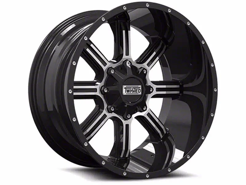 Twisted Off-Road T-21 Radar Gloss Black Machined 8-Lug Wheel; 22x12; -44mm Offset (11-16 F-250 Super Duty)