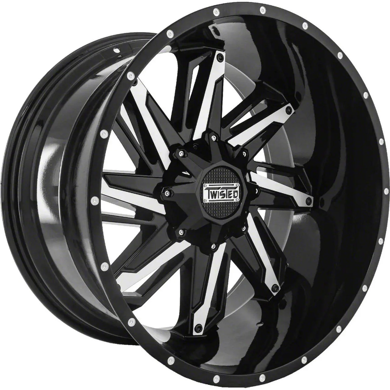Twisted Off-Road T-22 Razor Gloss Black Machined 8-Lug Wheel; 20x9; 0mm Offset (11-16 F-250 Super Duty)