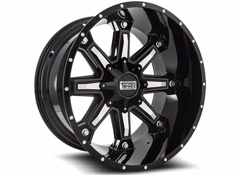 Twisted Off-Road T-23 Wraith Gloss Black Machined 8-Lug Wheel; 20x10; -24mm Offset (11-16 F-250 Super Duty)