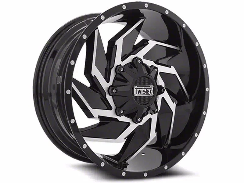 Twisted Off-Road T-24 Raptor Gloss Black Machined 8-Lug Wheel; 20x10; -24mm Offset (11-16 F-250 Super Duty)