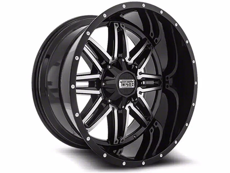 Twisted Off-Road T-25 Billet Gloss Black Machined 8-Lug Wheel; 20x12; -44mm Offset (11-16 F-250 Super Duty)