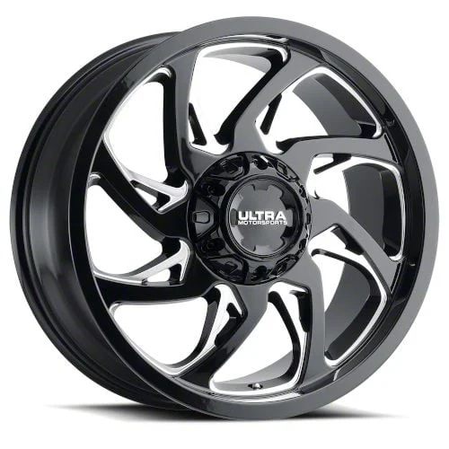 Ultra Wheels Villain Gloss Black Milled 8-Lug Wheel; 18x9; 12mm Offset (11-16 F-250 Super Duty)