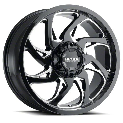 Ultra Wheels Villain Gloss Black Milled 8-Lug Wheel; 20x10; -25mm Offset (11-16 F-250 Super Duty)