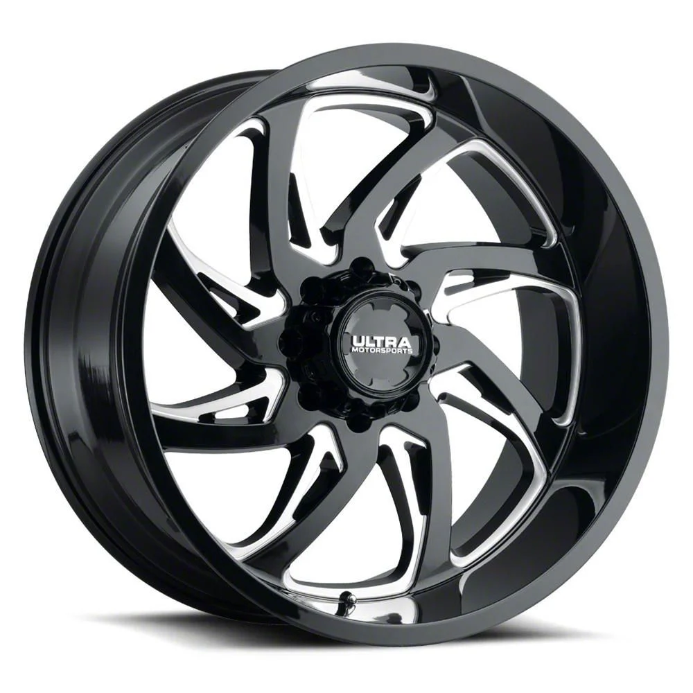 Ultra Wheels Villain Gloss Black Milled 8-Lug Wheel; 24x12; -44mm Offset (11-16 F-250 Super Duty)