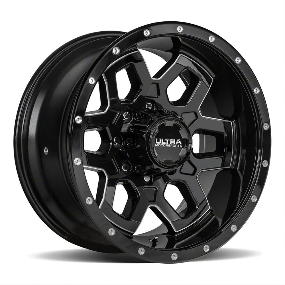 Ultra Wheels Warlock Gloss Black Milled 8-Lug Wheel; 18x9; 12mm Offset (11-16 F-250 Super Duty)