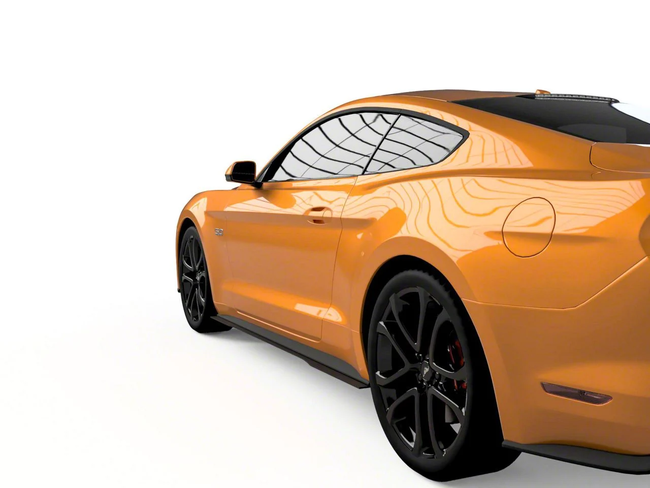 LV Style Side Skirt Splitters; Textured Black (18-23 Mustang GT, EcoBoost)