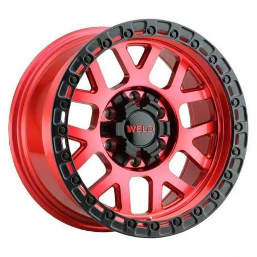 Weld Off-Road Cinch Candy Red with Satin Black Ring 6-Lug Wheel; 20x10; 13mm Offset (07-14 Yukon)