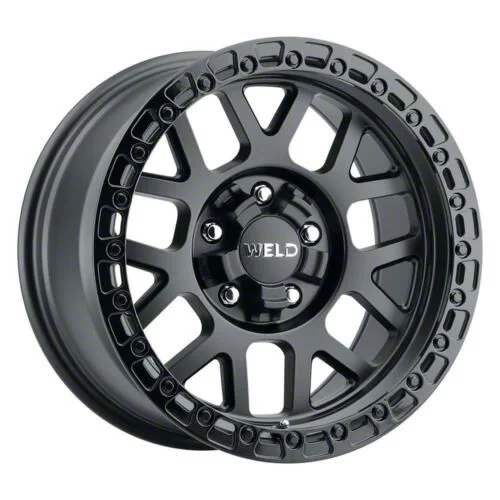 Weld Off-Road Cinch Satin Black with Gloss Black Ring 6-Lug Wheel; 17x9; 0mm Offset (07-14 Yukon)