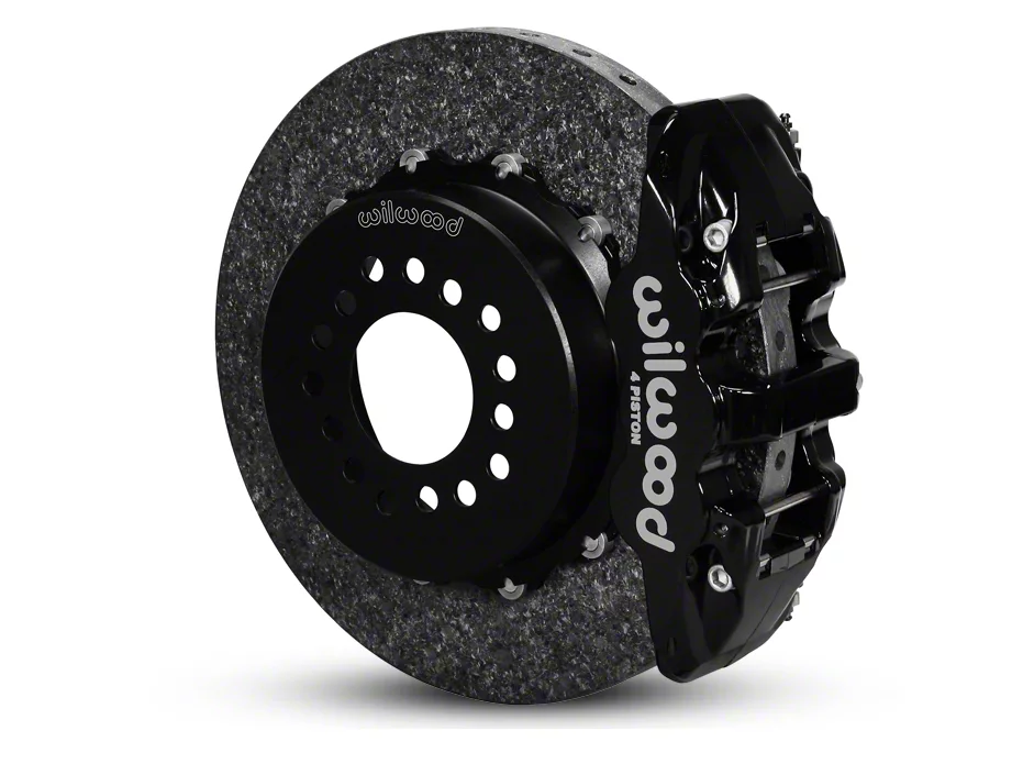 Wilwood AERO4 Dynamic Rear Big Brake Kit; Black Calipers (05-14 Mustang)