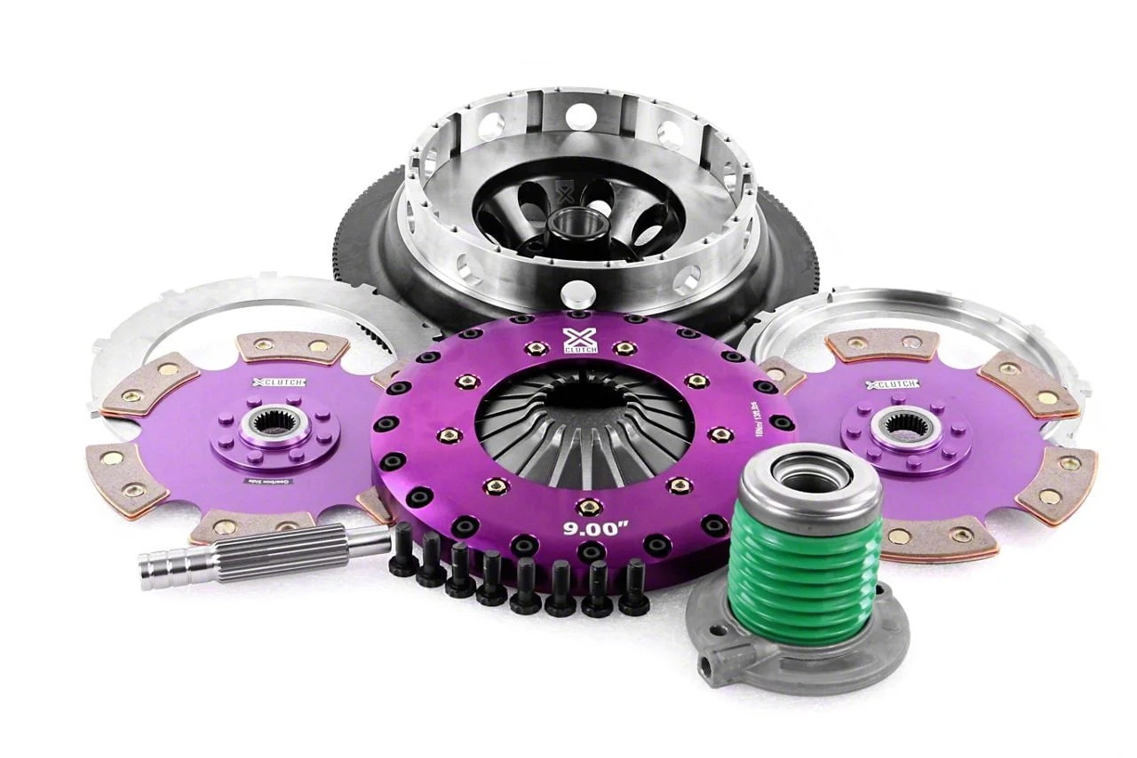 X-Clutch 9-Inch Twin Solid Ceramic Disc Clutch Kit with Chromoly Flywheel and Hydraulic Release Bearing; 23-Spline (18-23 Mustang GT)