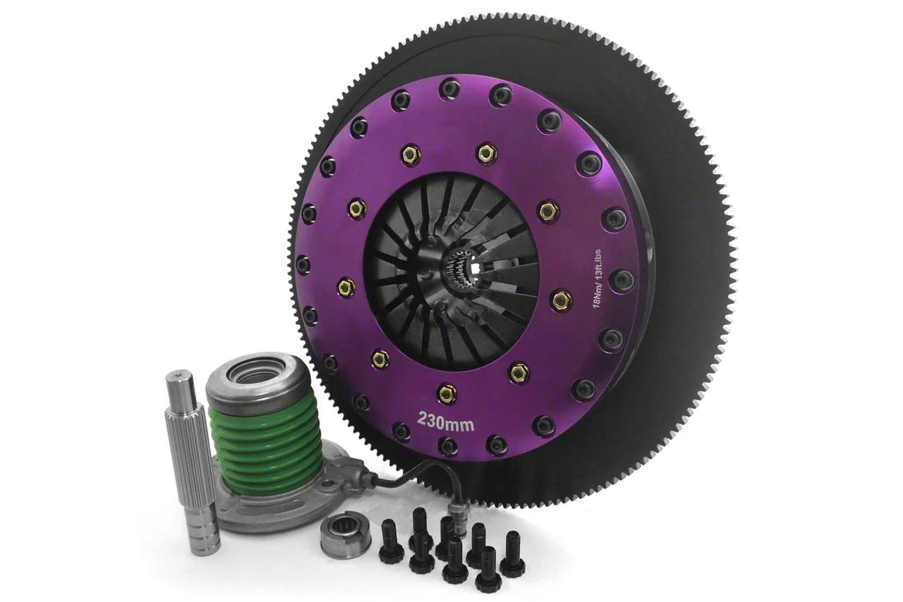 X-Clutch 9-Inch Twin Solid Organic Disc Clutch Kit with Chromoly Flywheel and Hydraulic Release Bearing; 23-Spline (11-17 Mustang GT)