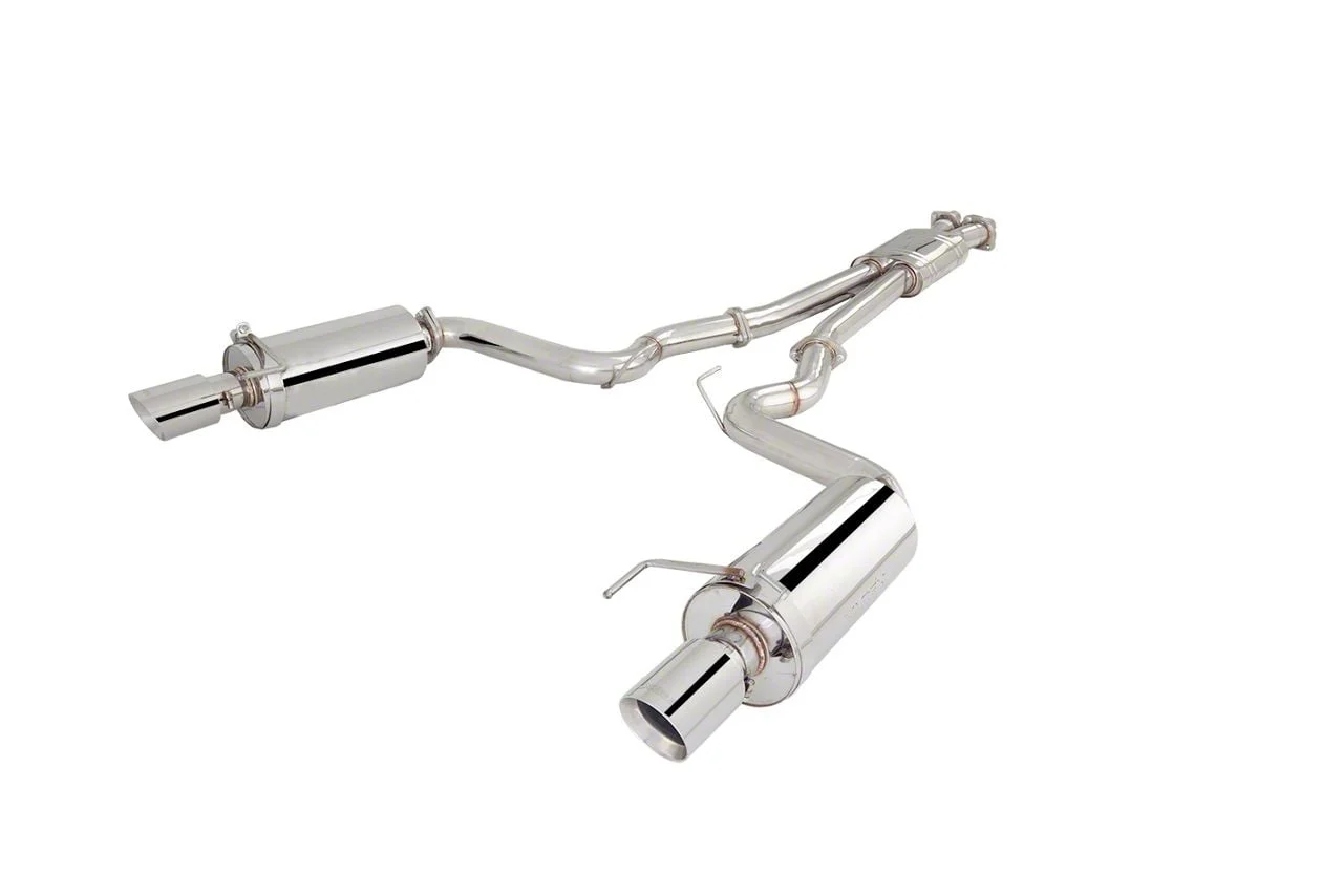 XForce Twin 3-Inch Polished Cat-Back Exhaust with Round Rear Mufflers (15-17 Mustang GT Fastback)