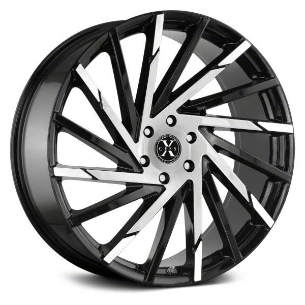 Xcess X02 Gloss Black Machined Wheel; 20x8.5; 10mm Offset (08-23 RWD Challenger, Excluding Widebody)