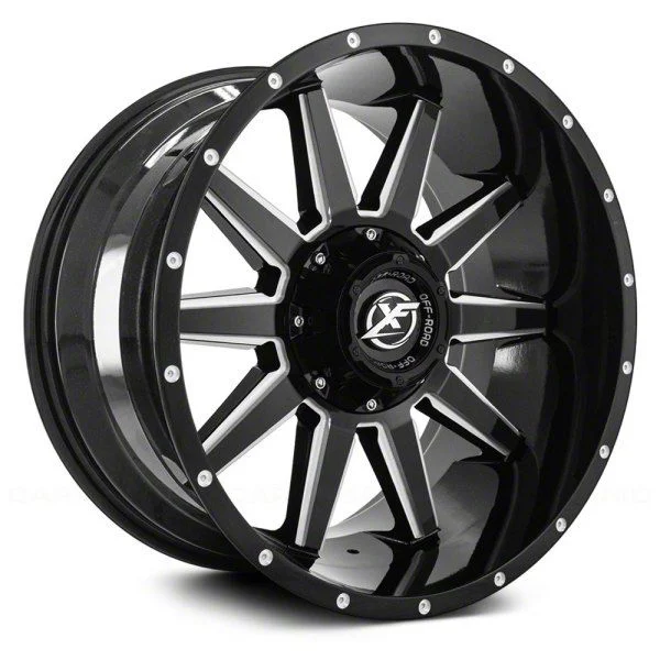 XF Offroad XF-219 Gloss Black Milled 5-Lug Wheel; 18x9; 12mm Offset (02-08 RAM 1500, Excluding Mega Cab)
