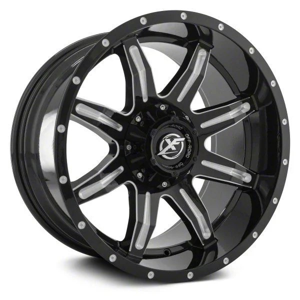 XF Offroad XF-215 Gloss Black Milled 6-Lug Wheel; 20x10; -24mm Offset (07-14 Yukon)