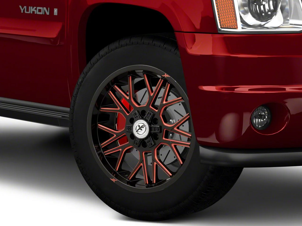 XF Offroad XF-235 Gloss Black Red Milled 6-Lug Wheel; 20x9; 12mm Offset (07-14 Yukon)