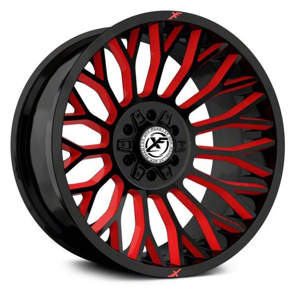 XF Offroad XF-237 Gloss Black with Red Windows 6-Lug Wheel; 20x10; -12mm Offset (07-14 Yukon)