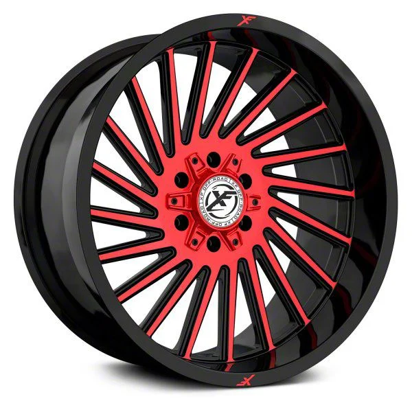 XF Offroad XF-239 Gloss Black Red Machined 6-Lug Wheel; 20x9; 12mm Offset (07-14 Yukon)