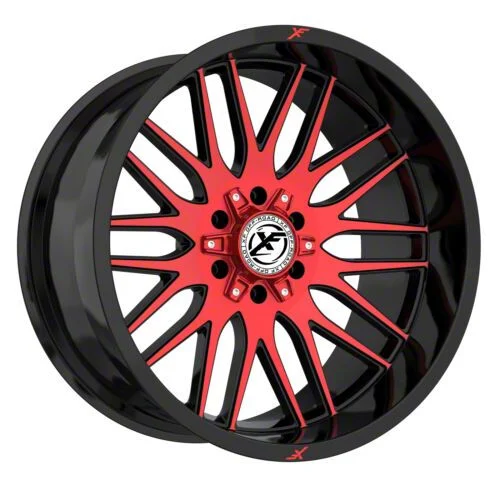 XF Offroad XF-240 Gloss Black Red Milled 6-Lug Wheel; 20x10; -12mm Offset (07-14 Yukon)