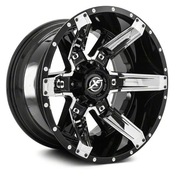 XF Offroad XF-214 Gloss Black with Chrome Inserts 5-Lug Wheel; 20x9; 0mm Offset (02-08 RAM 1500, Excluding Mega Cab)