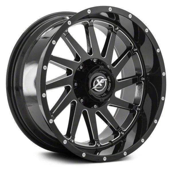 XF Offroad XF-216 Gloss Black Milled 5-Lug Wheel; 20x10; -12mm Offset (02-08 RAM 1500, Excluding Mega Cab)