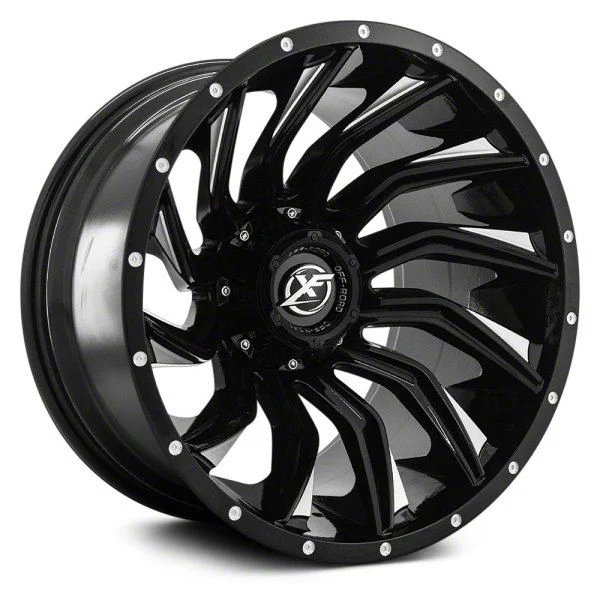 XF Offroad XF-224 Gloss Black Milled 5-Lug Wheel; 20x10; -24mm Offset (02-08 RAM 1500, Excluding Mega Cab)