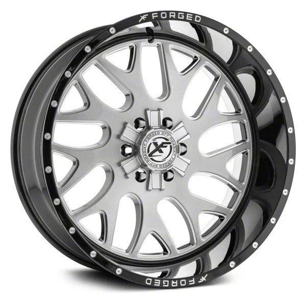 XFX Flow XFX-301 Brushed Milled with Black Lip 8-Lug Wheel; 24x12; -44mm Offset (11-14 Sierra 2500 HD)
