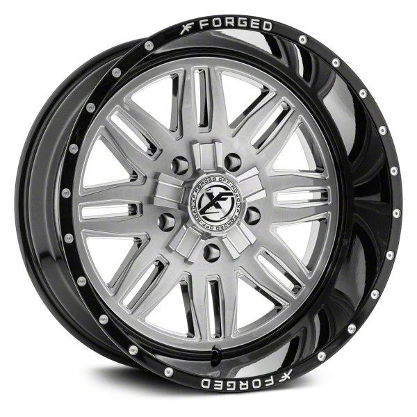 XFX Flow XFX-303 Brushed Milled with Black Lip 8-Lug Wheel; 24x12; -44mm Offset (11-14 Sierra 2500 HD)