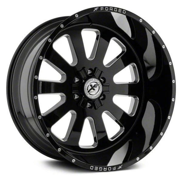 XFX Flow XFX-302 Gloss Black Milled 8-Lug Wheel; 20x12; -44mm Offset (07-10 Sierra 2500 HD)