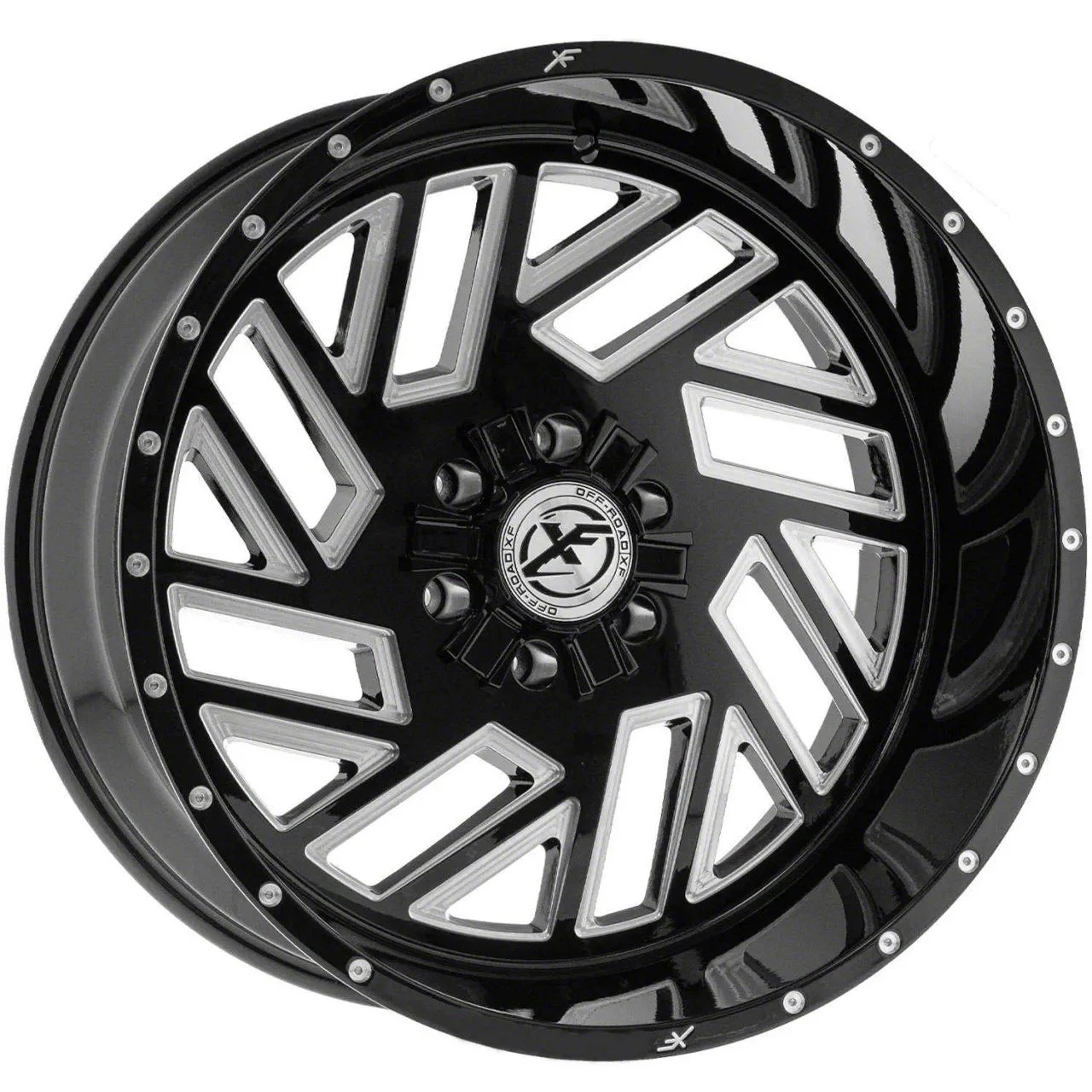 XFX Flow XFX-304 Gloss Black Milled 8-Lug Wheel; 20x12; -44mm Offset (07-10 Sierra 2500 HD)