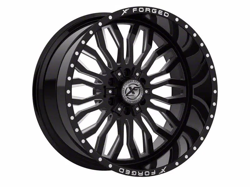 XFX Flow XFX-305 Gloss Black Milled 8-Lug Wheel; 20x12; -44mm Offset (07-10 Sierra 2500 HD)